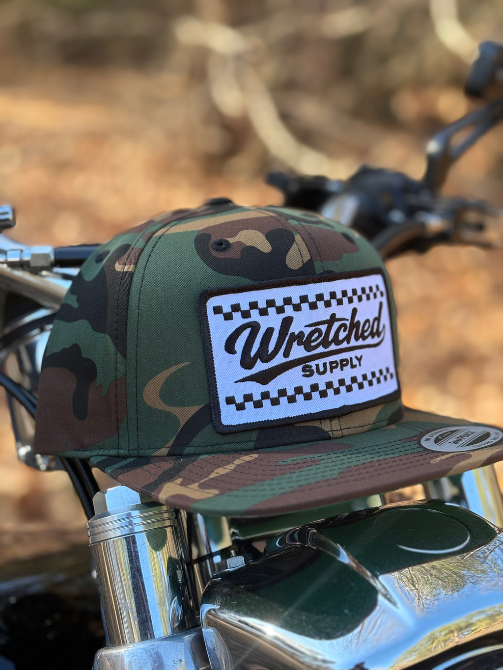Camo checkerboard patch hat