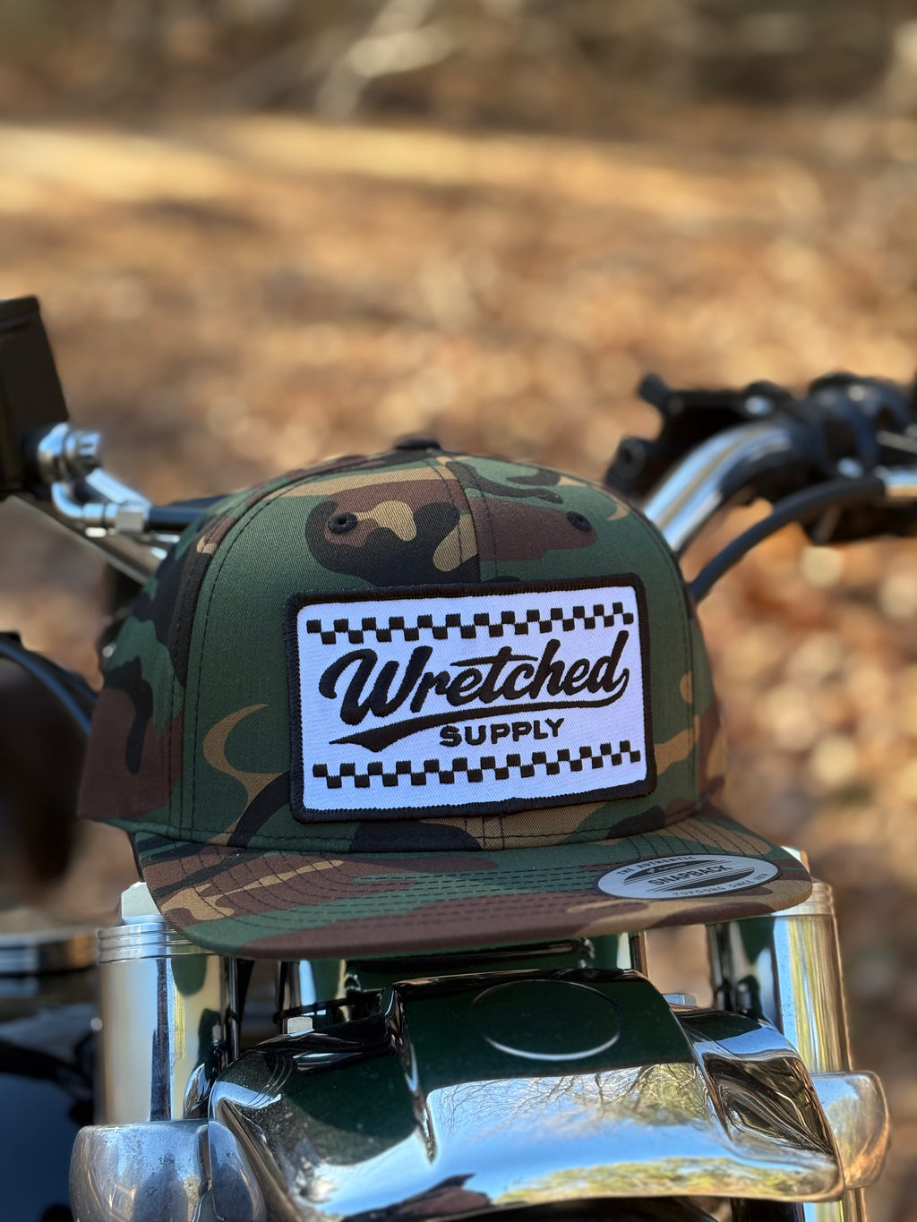 Camo checkerboard patch hat