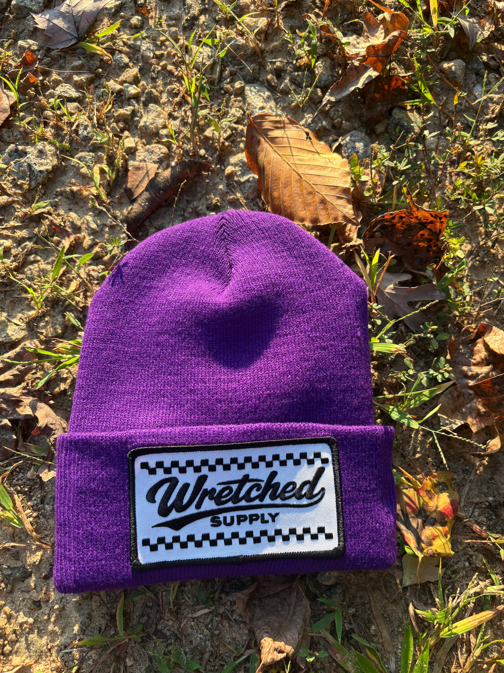 Checkerboard Patch Beanie