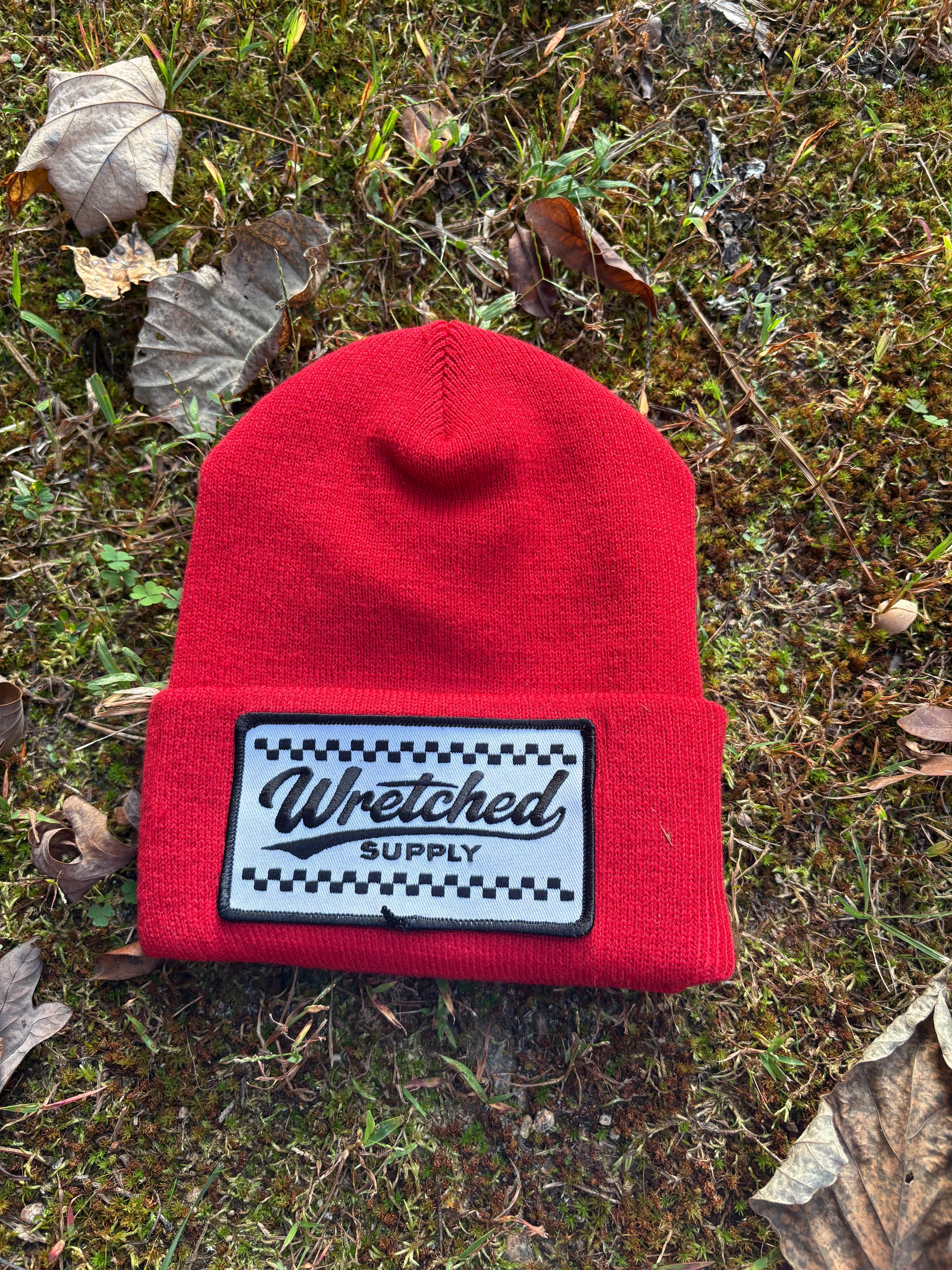 Checkerboard Patch Beanie