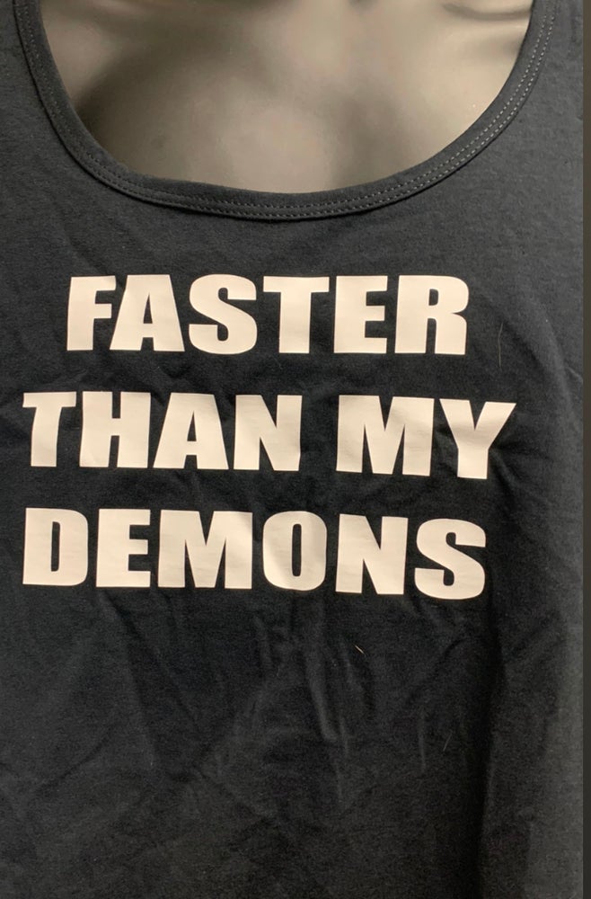 Faster than my demons women’s Razorback tank top